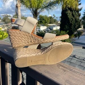 Tommy Bahama Beige Espadrille Wedge Sandals